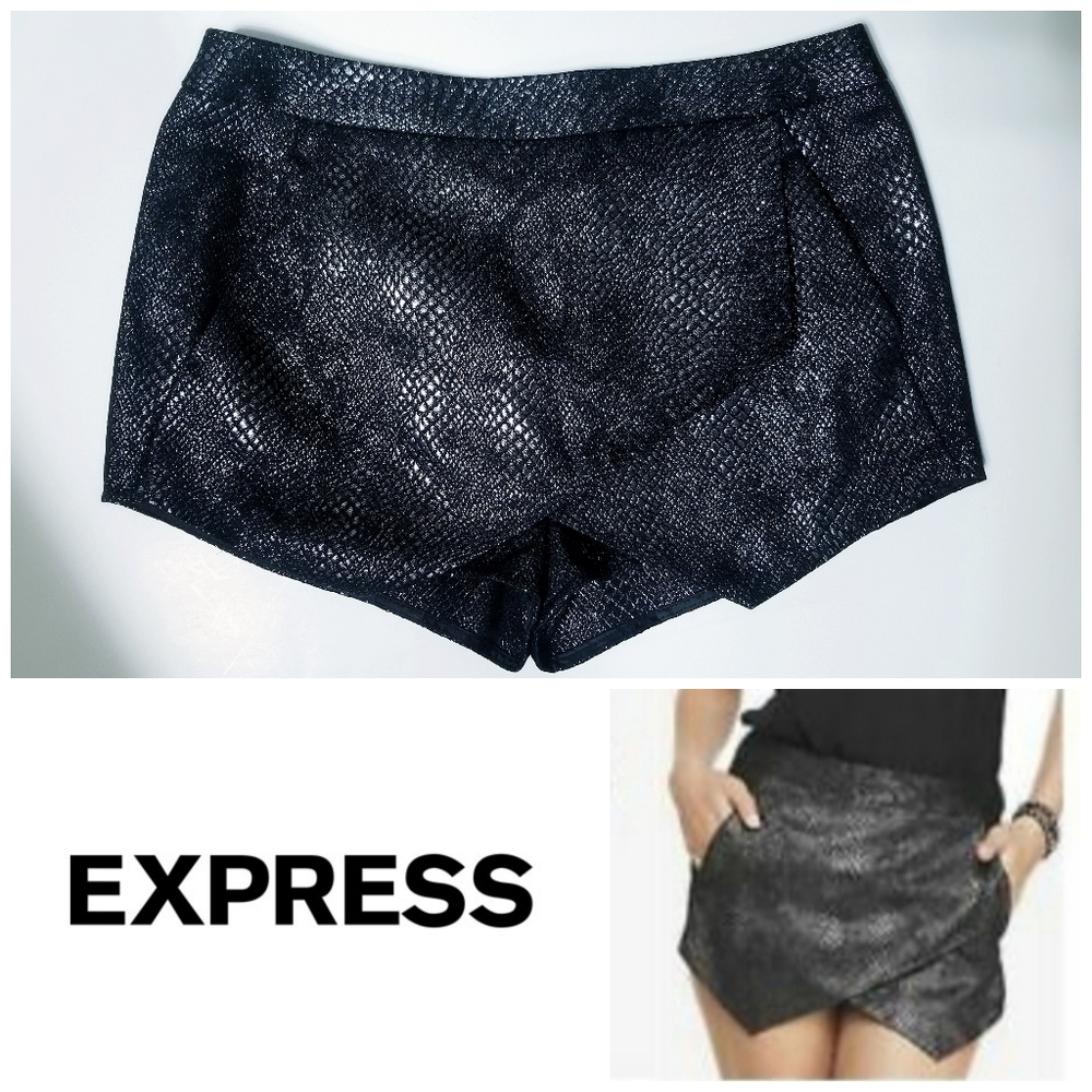 Metallic Snake Print Skort Shorts | Express | Sz 4